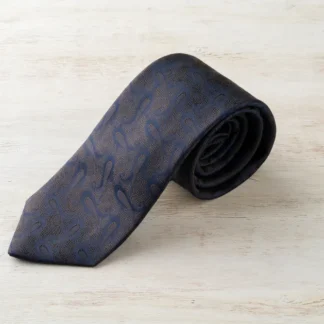 ネクタイ（ネイビー×ブラウン（玉虫色）／ペイズリー）