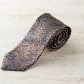 ネクタイ（ゴールド×ネイビー／ペイズリー）