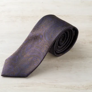 ネクタイ（パープル×ブラウン／ペイズリー）